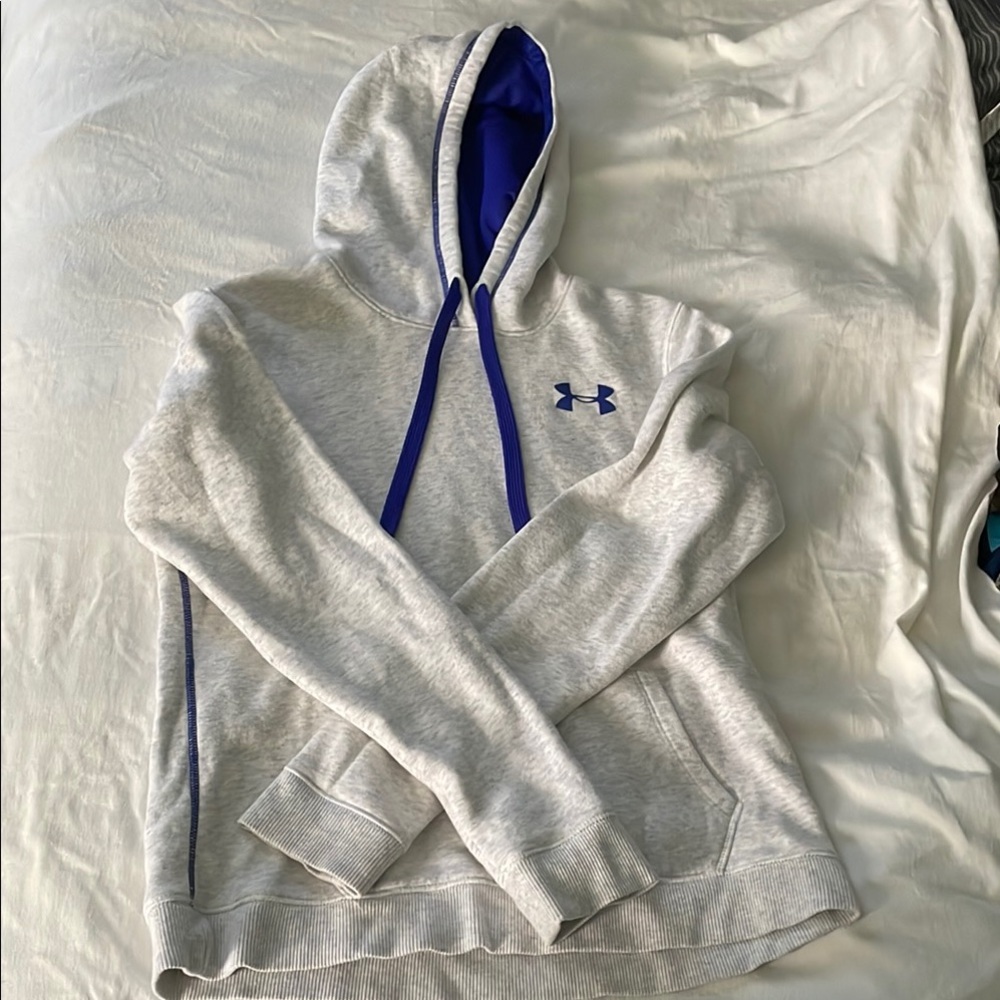 Under Armour Gray Hoodie with Blue Accents size small